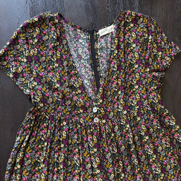 Natural Life Boho Chic Black Floral Ditsy Micro Floral Jumpsuit Romper - Picture 5 of 6